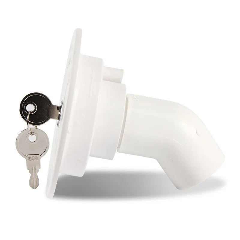 White RV gravity water filling port with 80mm hole and 38mm pipe inner diameter