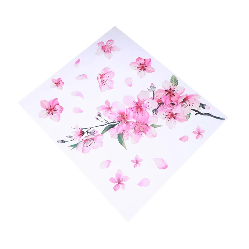 Cherry blossom flower pattern car sticker on vehicle window showing waterproof PVC material