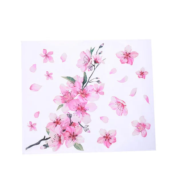 Cherry blossom flower pattern car sticker on vehicle window showing waterproof PVC material