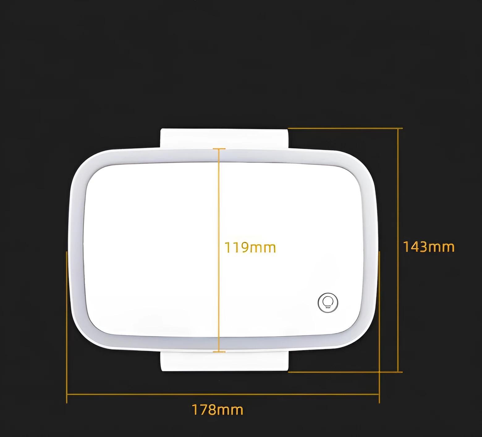 White illuminated car vanity mirror with 21 LEDs USB touch switch attached to sun visor