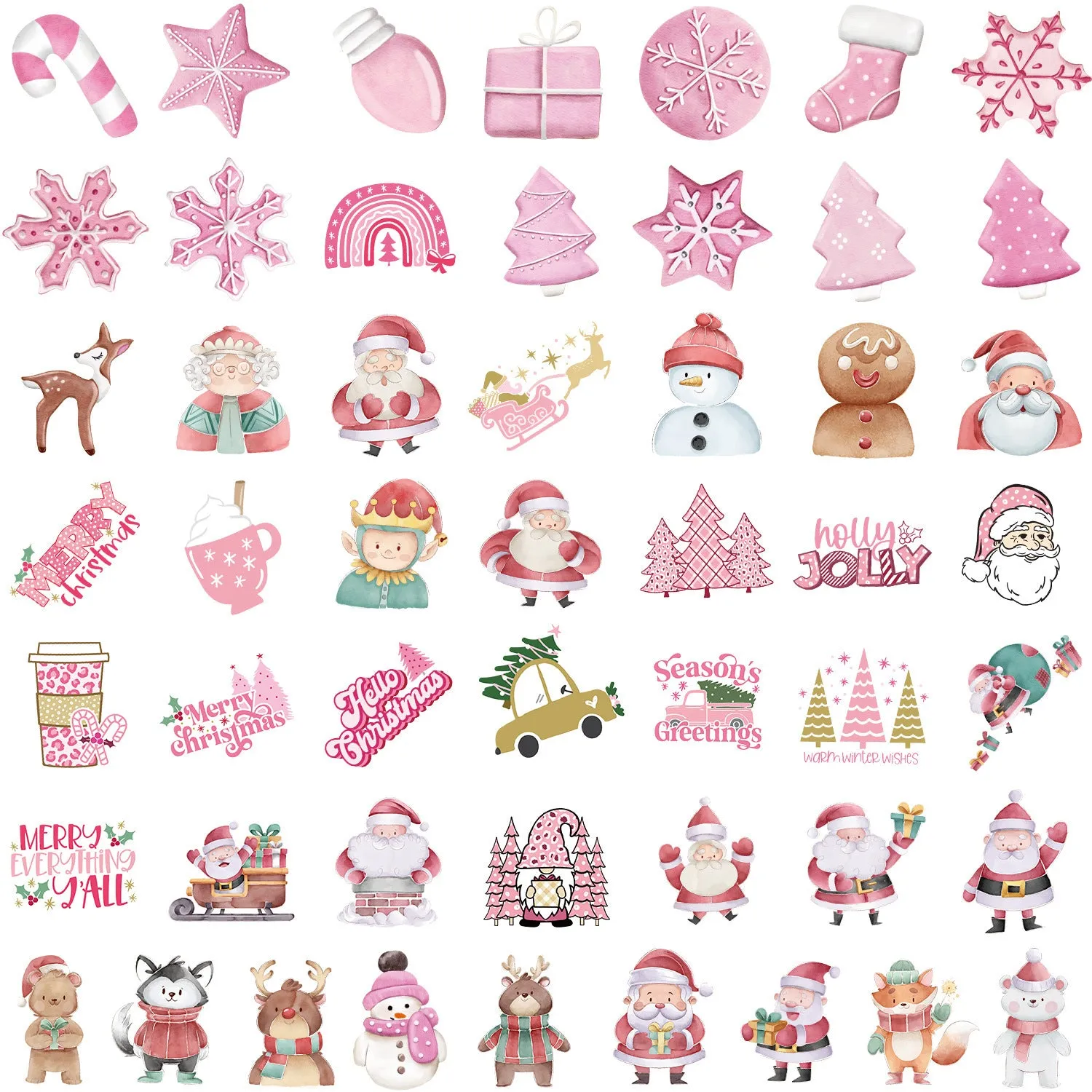 50 Christmas decoration stickers showing cute designs for cars phones computers