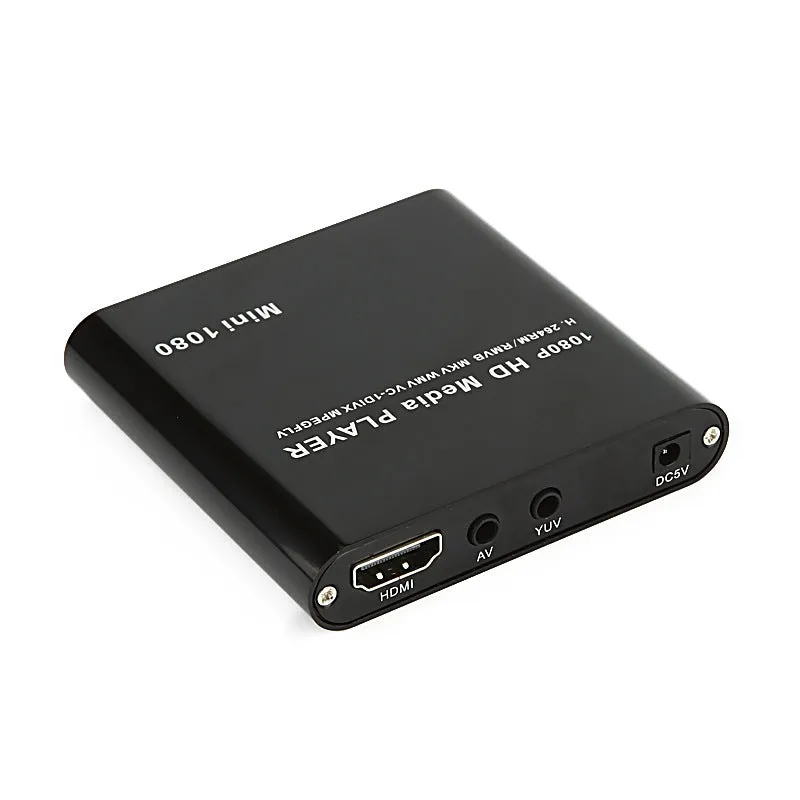 Blue or black Full HD 1080p media player with SD card slot, USB port and HDMI output