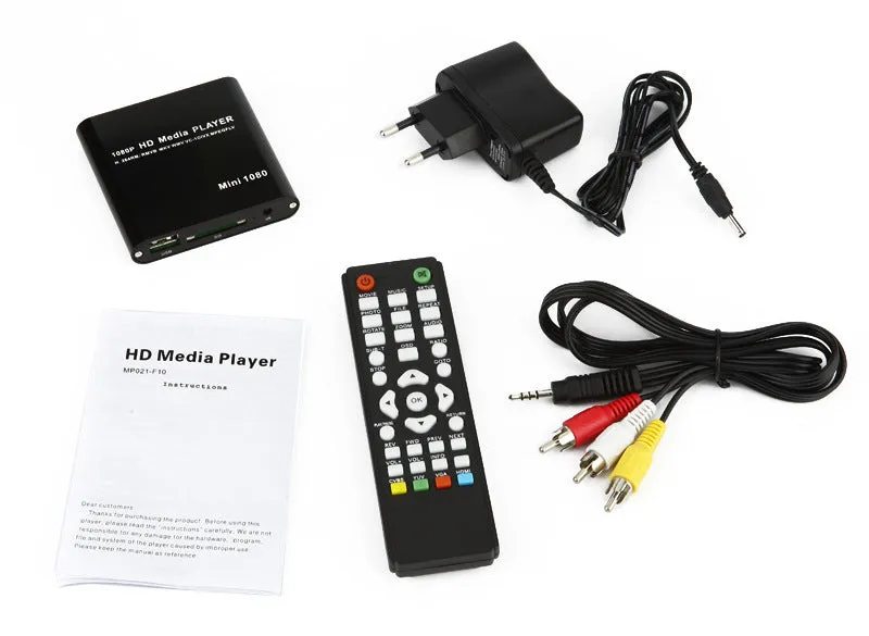 Blue or black Full HD 1080p media player with SD card slot, USB port and HDMI output