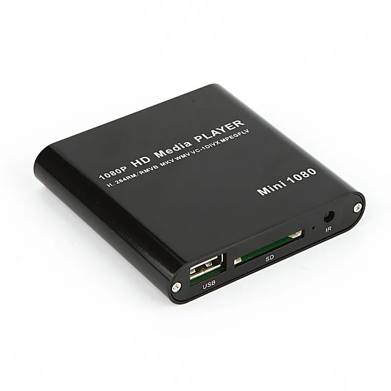 Blue or black Full HD 1080p media player with SD card slot, USB port and HDMI output