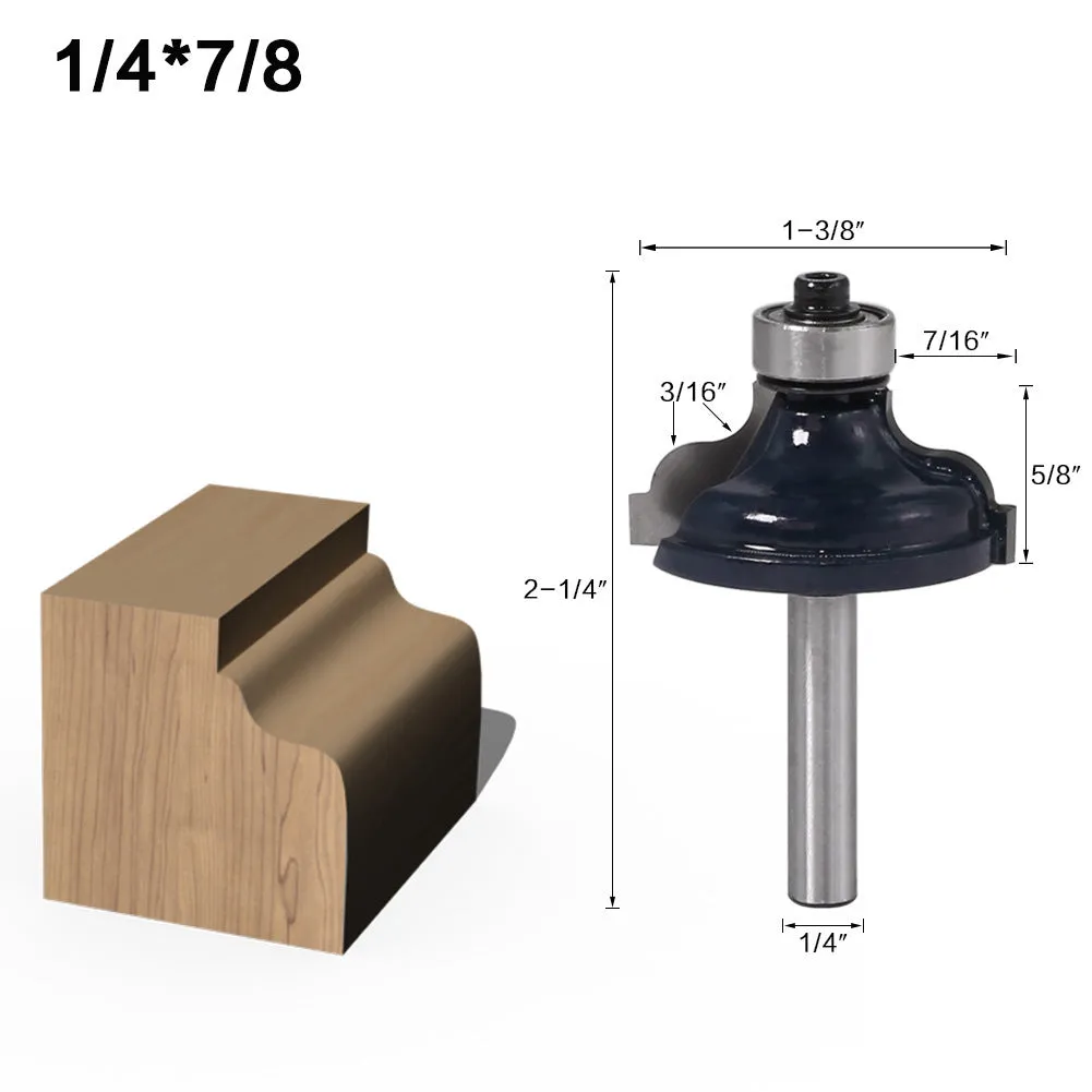 4-piece 6mm shank ogee edging and molding router bit set for cabinet line modeling