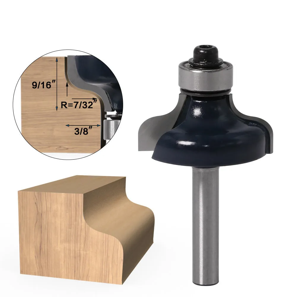 4-piece 6mm shank ogee edging and molding router bit set for cabinet line modeling
