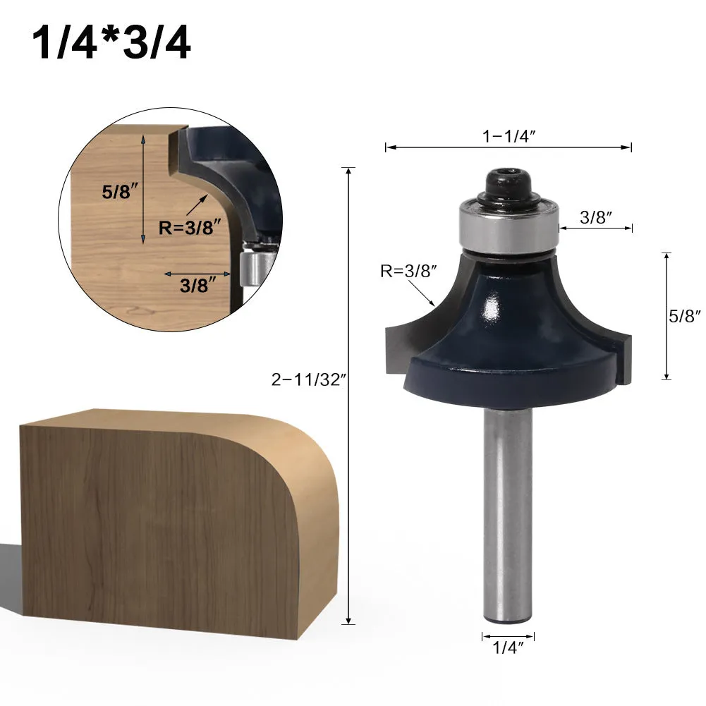 4-piece 6mm shank ogee edging and molding router bit set for cabinet line modeling