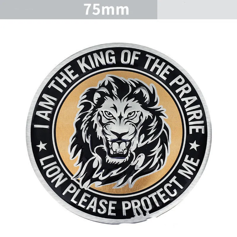 Aluminium metal car sticker with choice of lion, eagle, tiger or wolf head design.