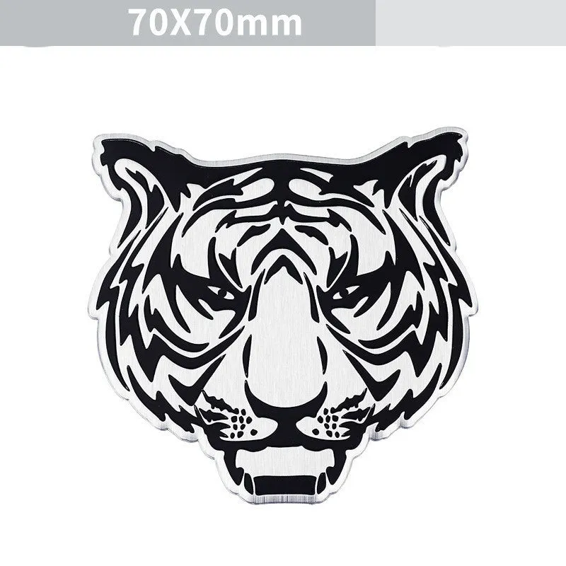 Aluminium metal car sticker with choice of lion, eagle, tiger or wolf head design.