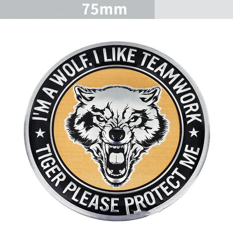 Aluminium metal car sticker with choice of lion, eagle, tiger or wolf head design.