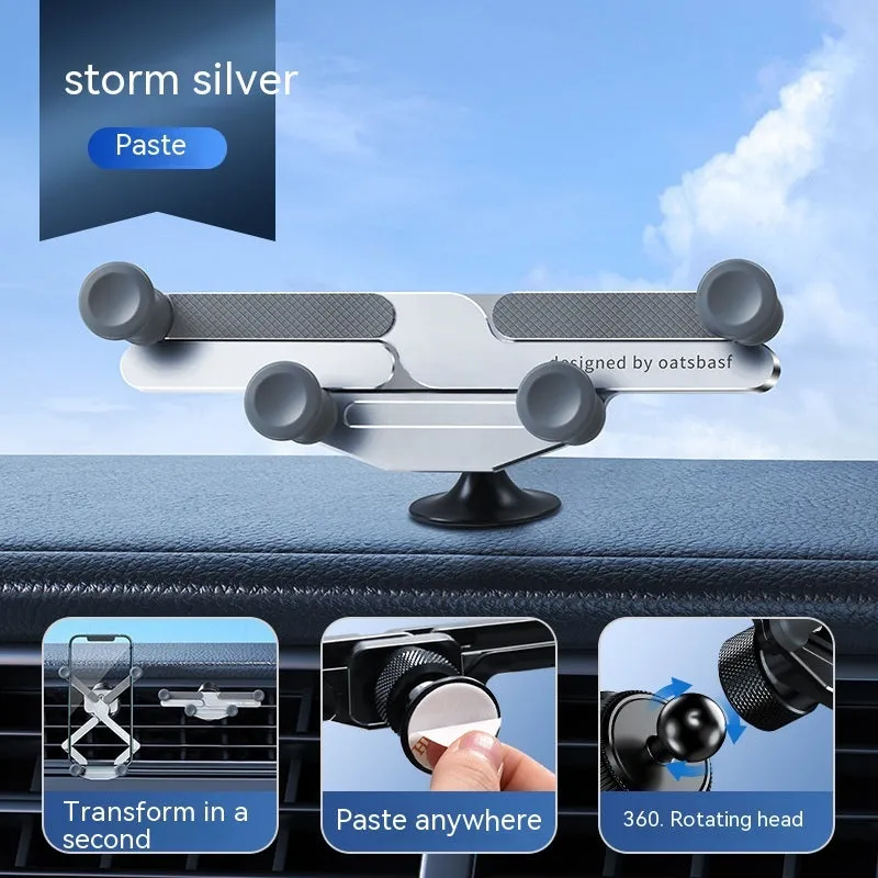 Aluminium alloy car mobile phone holder mounted on vehicle air vent in black finish