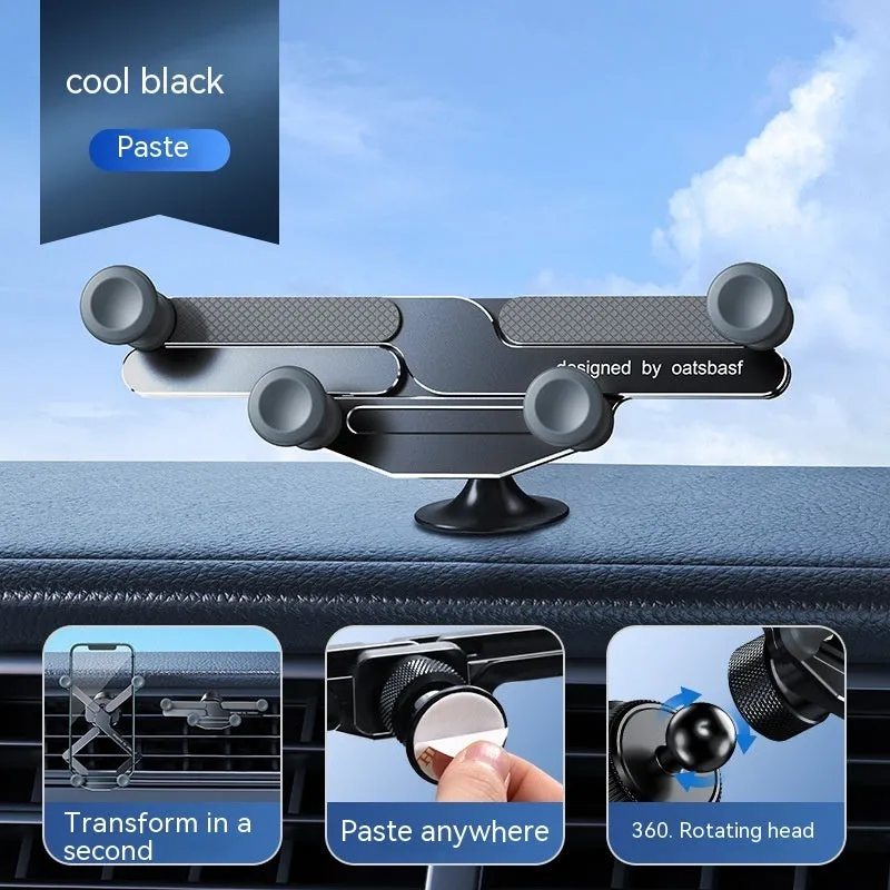Aluminium alloy car mobile phone holder mounted on vehicle air vent in black finish