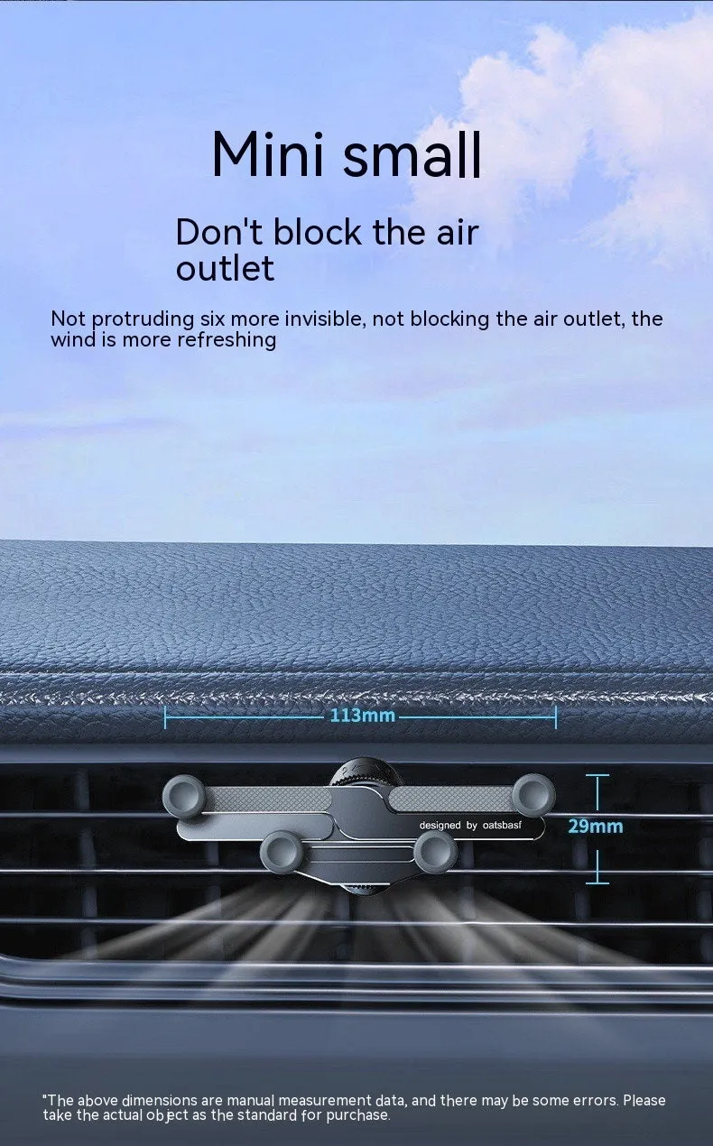 Aluminium alloy car mobile phone holder mounted on vehicle air vent in black finish
