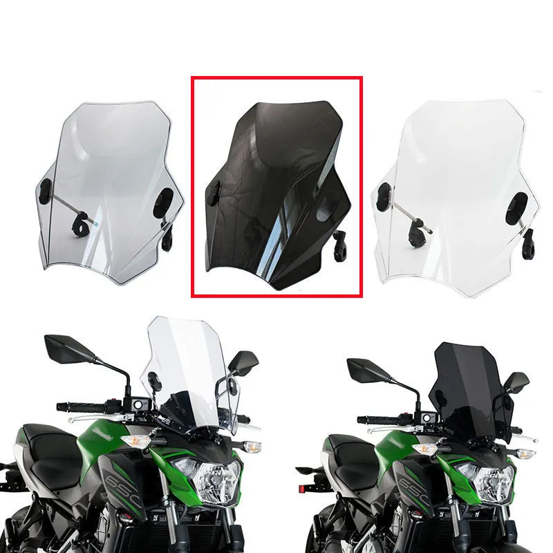 Transparent grey black glass motorcycle windshield universal fit for Kawasaki Yamaha Honda Ducati