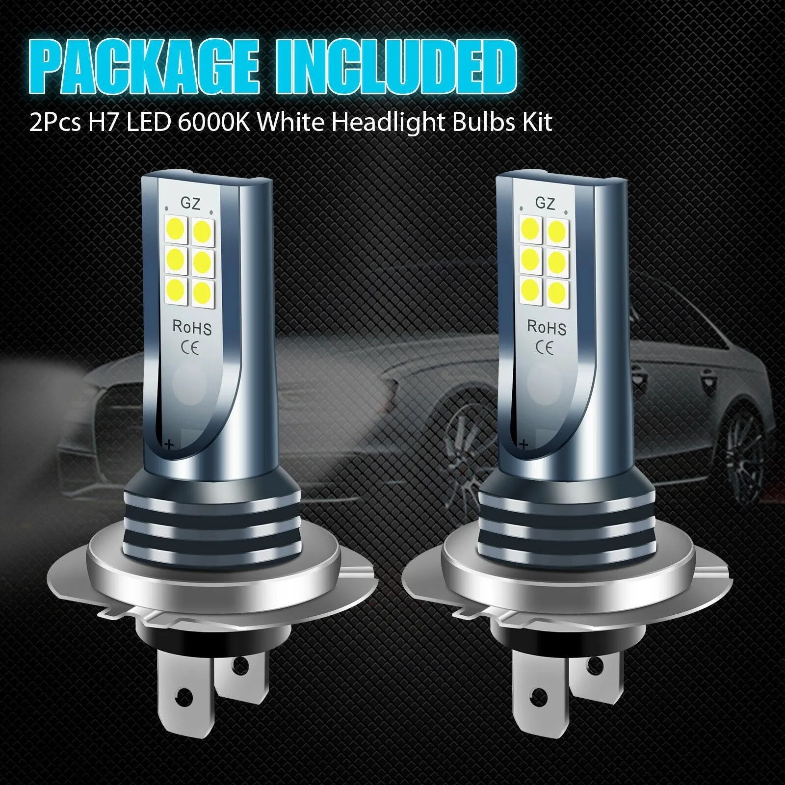 Universal 12-SMD LED car fog light bulb with aviation aluminium housing.