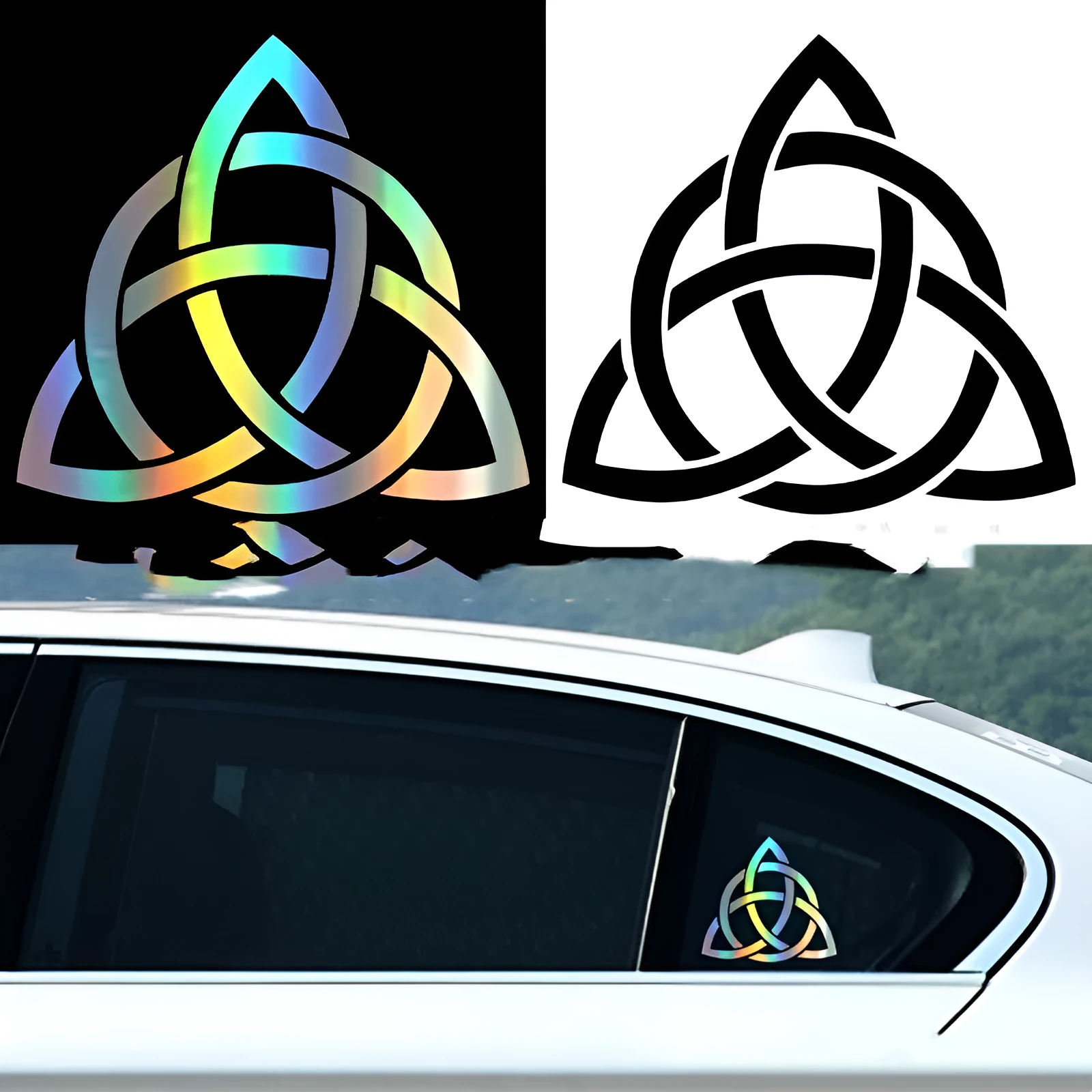 Waterproof black vinyl car body sticker decal on a white vehicle door.