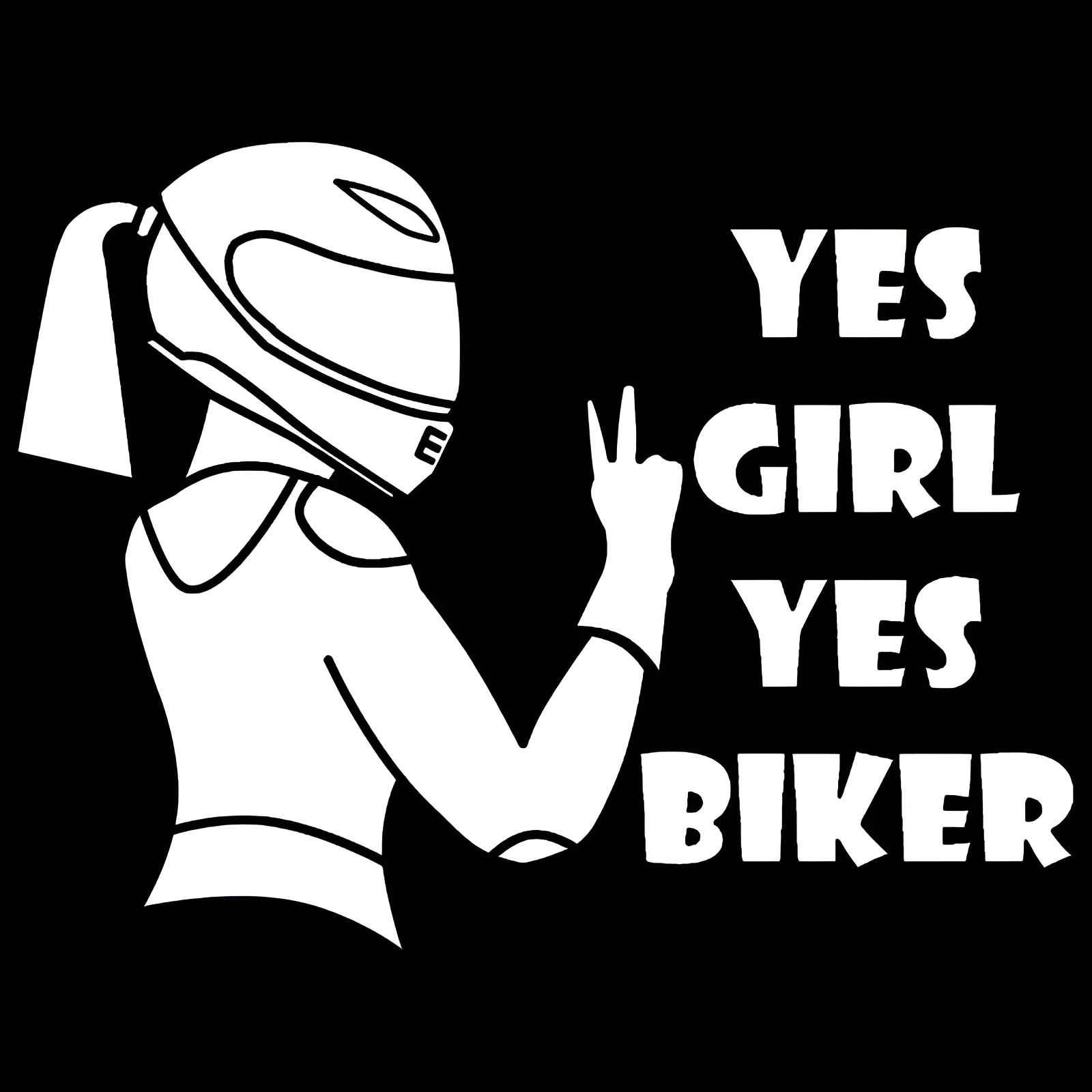 Cool Girl Rider design waterproof car sticker in black, white, and laser colours.