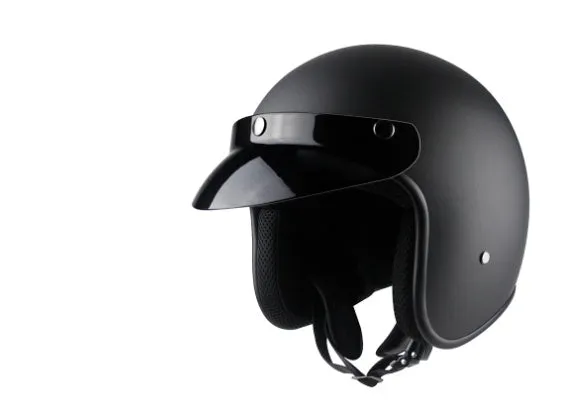 Men and women retro hard hat motorcycle helmet VS-050 in matte black with ABS shell and EPS liner