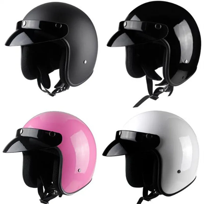 Men and women retro hard hat motorcycle helmet VS-050 in matte black with ABS shell and EPS liner