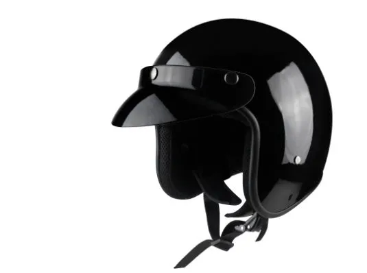 Men and women retro hard hat motorcycle helmet VS-050 in matte black with ABS shell and EPS liner
