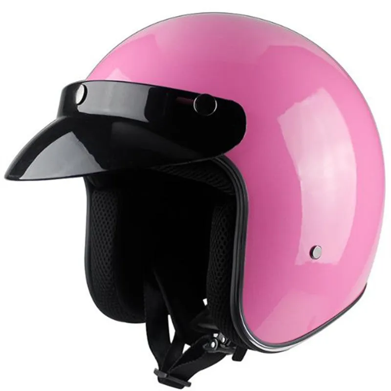 Men and women retro hard hat motorcycle helmet VS-050 in matte black with ABS shell and EPS liner