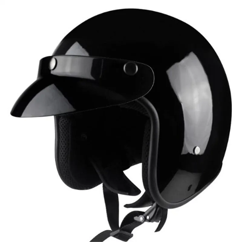 Men and women retro hard hat motorcycle helmet VS-050 in matte black with ABS shell and EPS liner