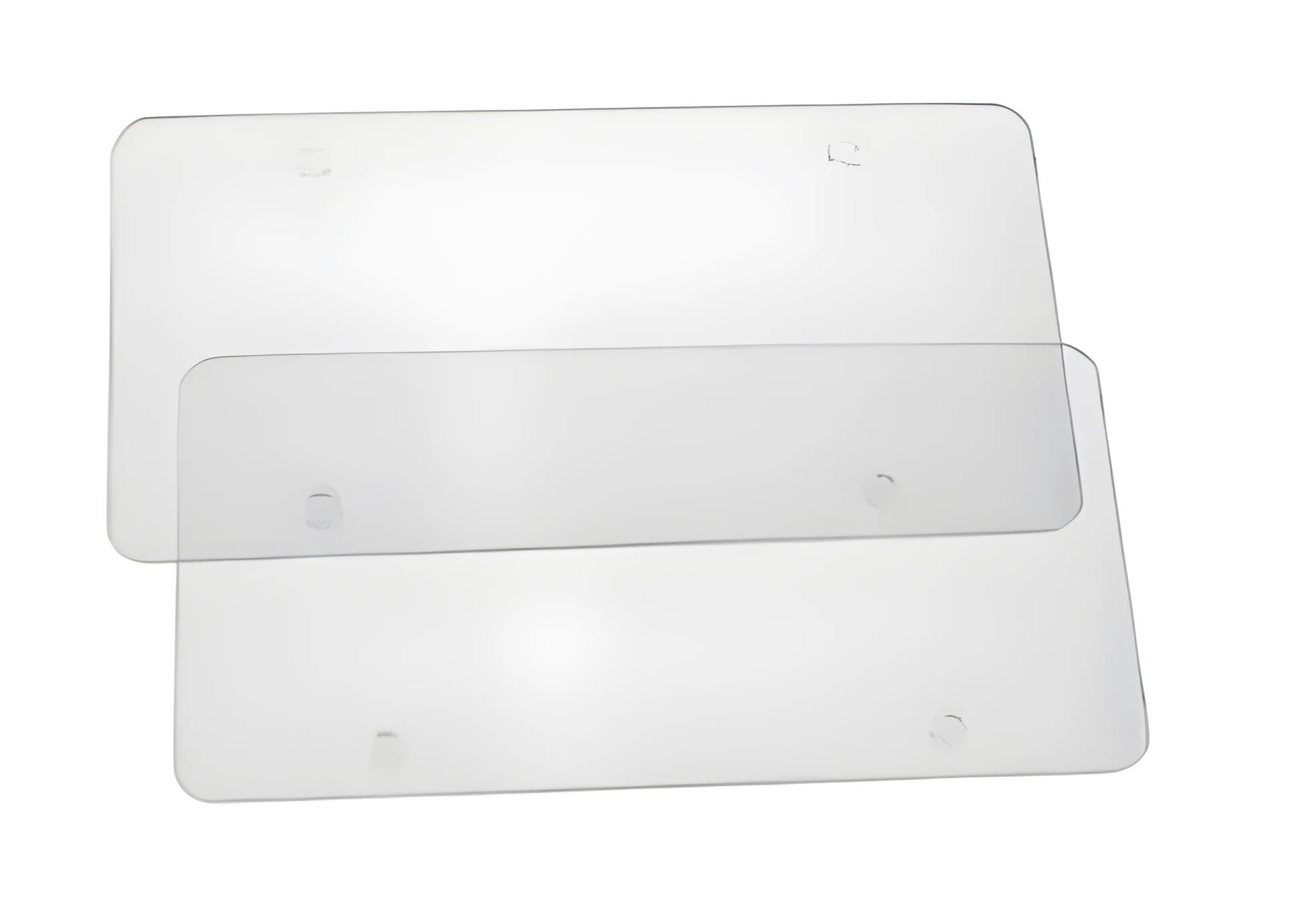 Transparent white heavy-duty acrylic car license plate frame set of two, 154mm x 307mm size