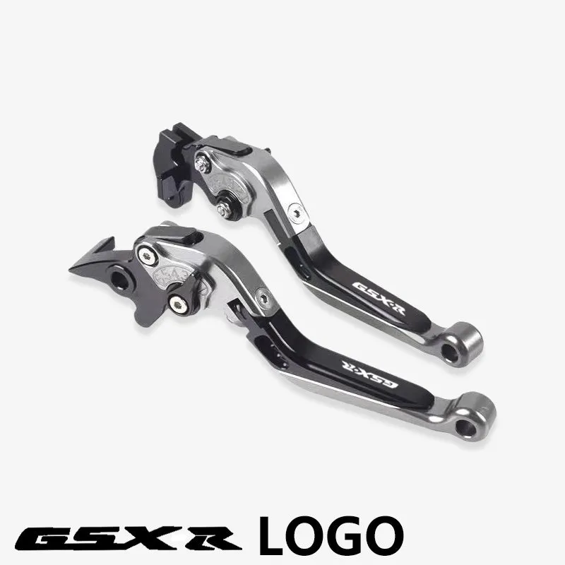 Suzuki DL250 aviation aluminium clutch lever handle pair in black with GSX-R logo on motorcycle handlebar