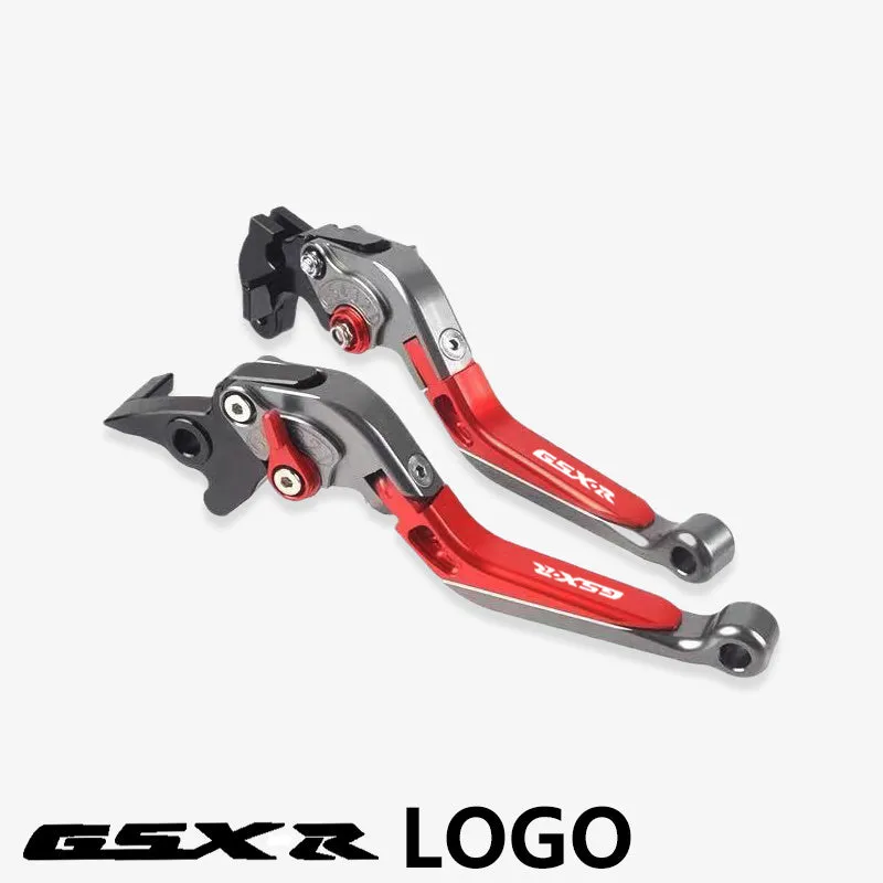 Suzuki DL250 aviation aluminium clutch lever handle pair in black with GSX-R logo on motorcycle handlebar