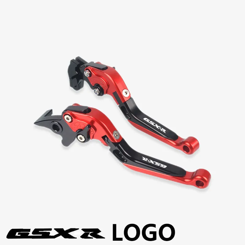 Suzuki DL250 aviation aluminium clutch lever handle pair in black with GSX-R logo on motorcycle handlebar