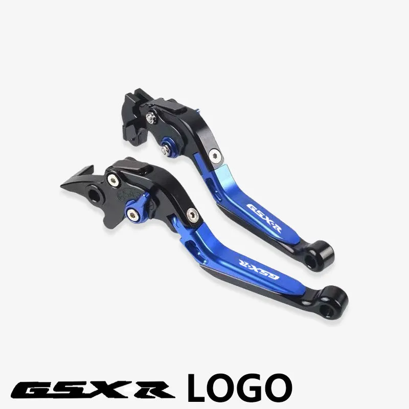 Suzuki DL250 aviation aluminium clutch lever handle pair in black with GSX-R logo on motorcycle handlebar
