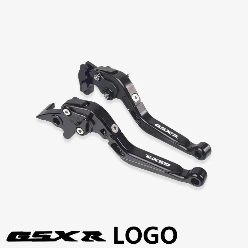 Suzuki DL250 aviation aluminium clutch lever handle pair in black with GSX-R logo on motorcycle handlebar