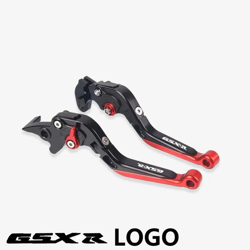 Suzuki DL250 aviation aluminium clutch lever handle pair in black with GSX-R logo on motorcycle handlebar