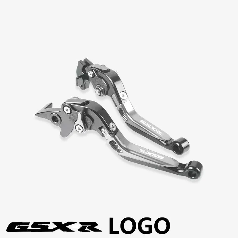 Suzuki DL250 aviation aluminium clutch lever handle pair in black with GSX-R logo on motorcycle handlebar