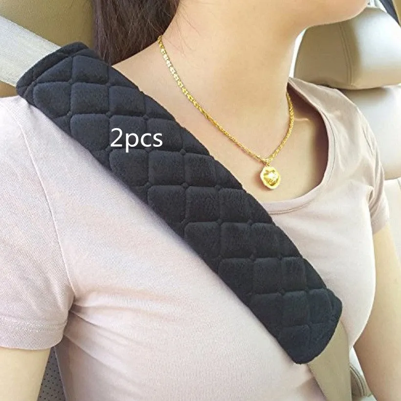 Black cotton car seat belt shoulder pad size 26.5x6cm for children and adults