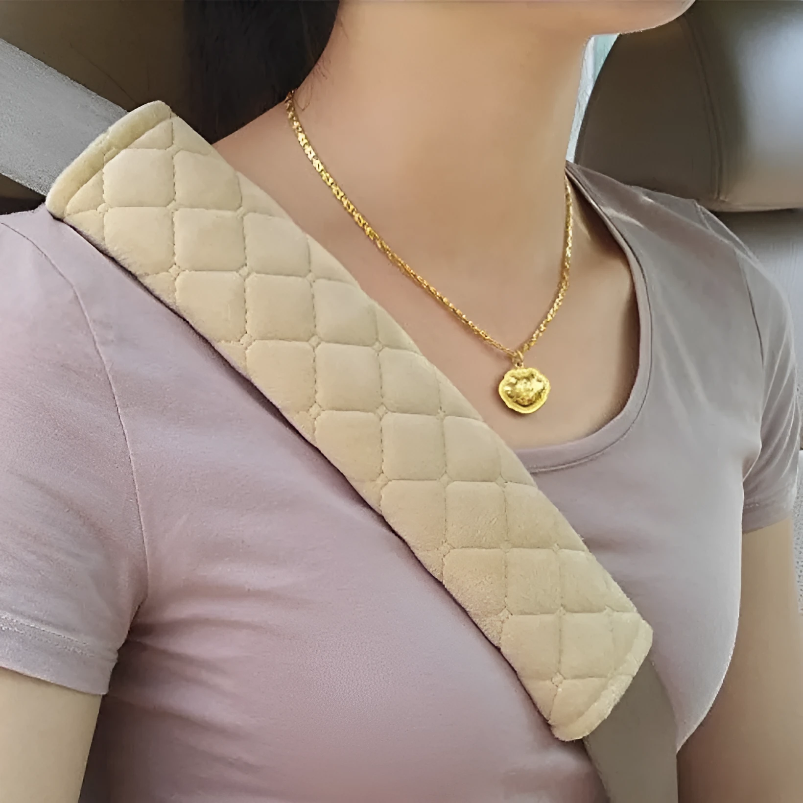 Black cotton car seat belt shoulder pad size 26.5x6cm for children and adults