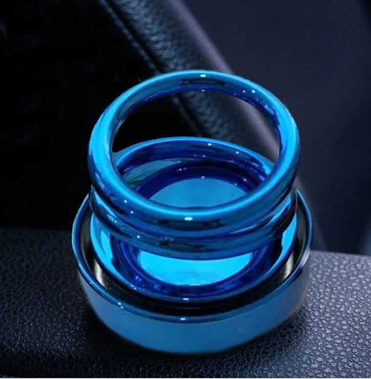 Double ring rotating car aromatherapy diffuser with aluminium alloy magnetic suspension holder in black