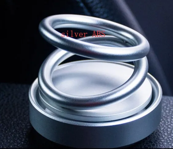 Double ring rotating car aromatherapy diffuser with aluminium alloy magnetic suspension holder in black