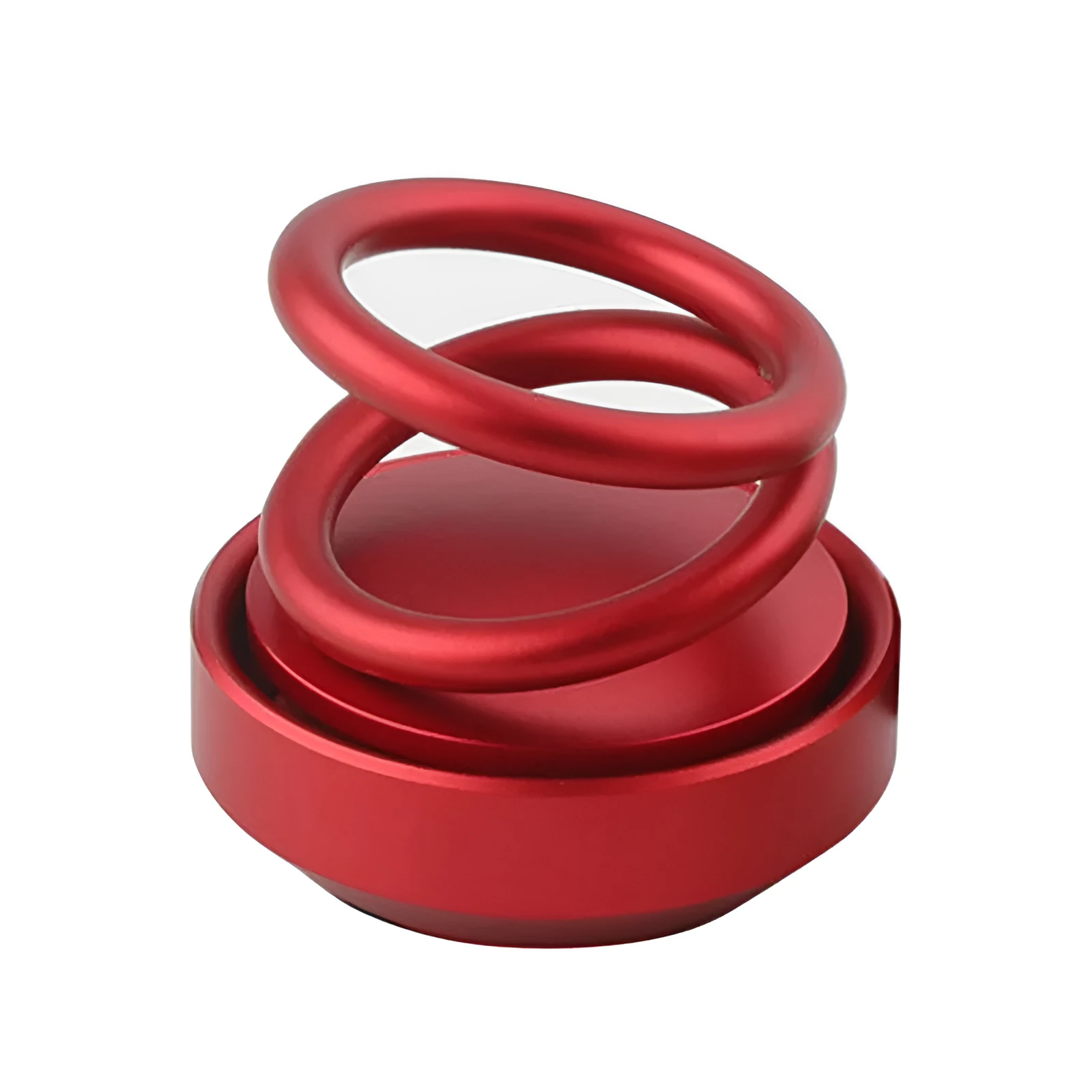 Double ring rotating car aromatherapy diffuser with aluminium alloy magnetic suspension holder in black