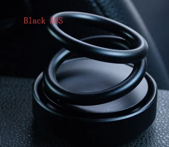 Double ring rotating car aromatherapy diffuser with aluminium alloy magnetic suspension holder in black