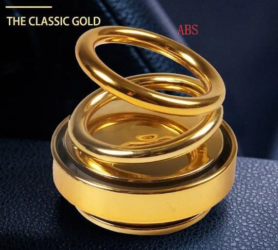 Double ring rotating car aromatherapy diffuser with aluminium alloy magnetic suspension holder in black