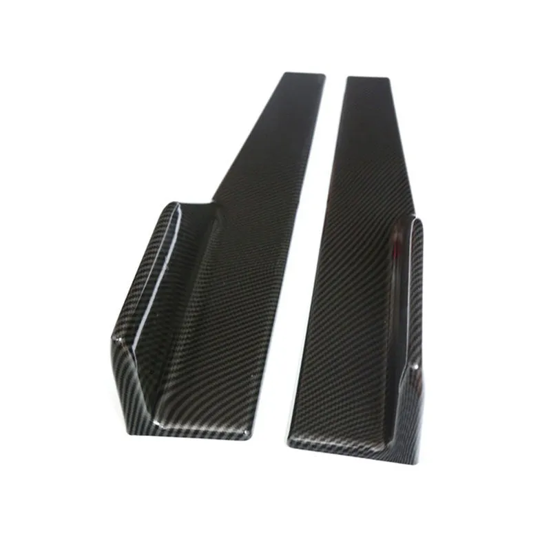 Black PU car side skirt with 3D carbon fiber pattern pair for universal fit