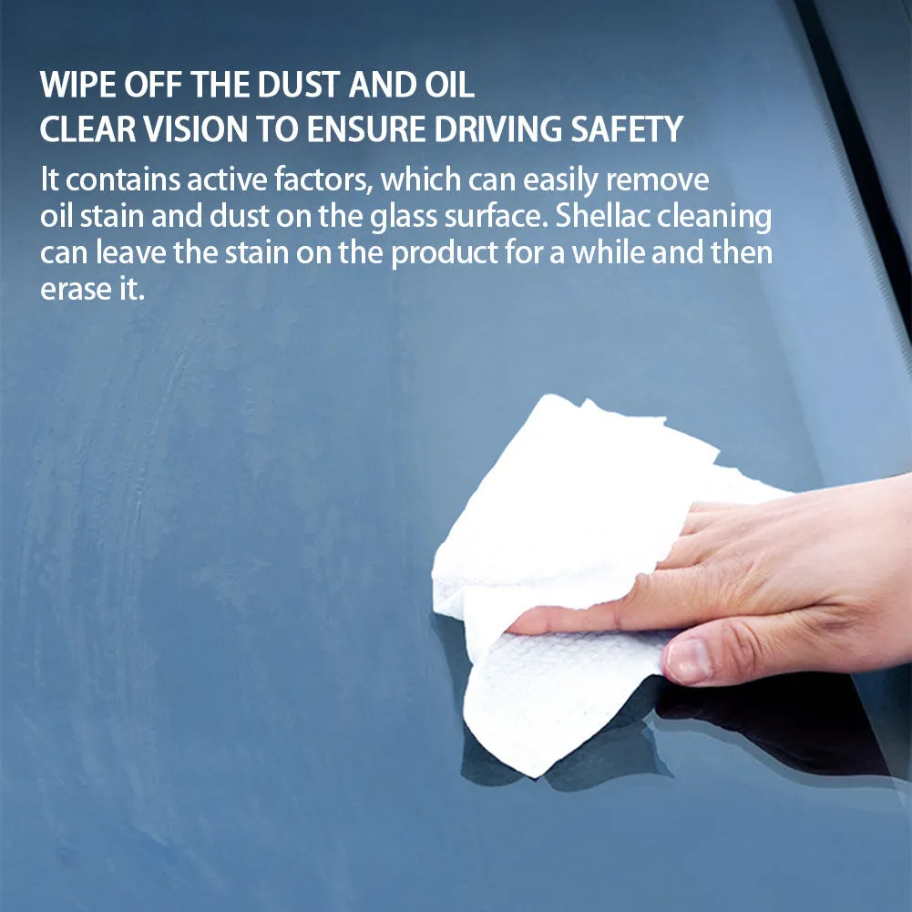 Glass oil film remover cleaning cream paste and cloth in 50ml, 100ml, and 200ml sizes.