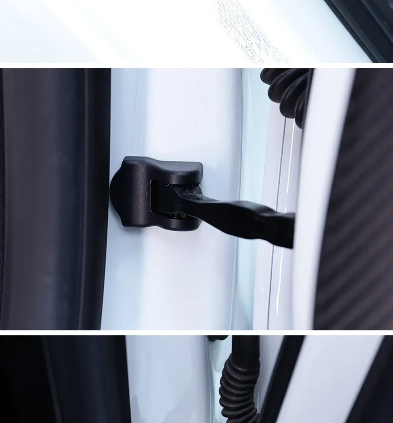 Black ABS door lock protection cover set with two latch shells and four limiter shells