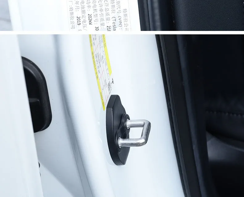 Black ABS door lock protection cover set with two latch shells and four limiter shells