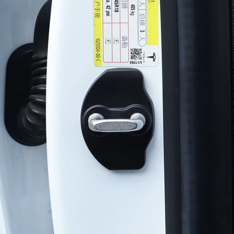 Black ABS door lock protection cover set with two latch shells and four limiter shells