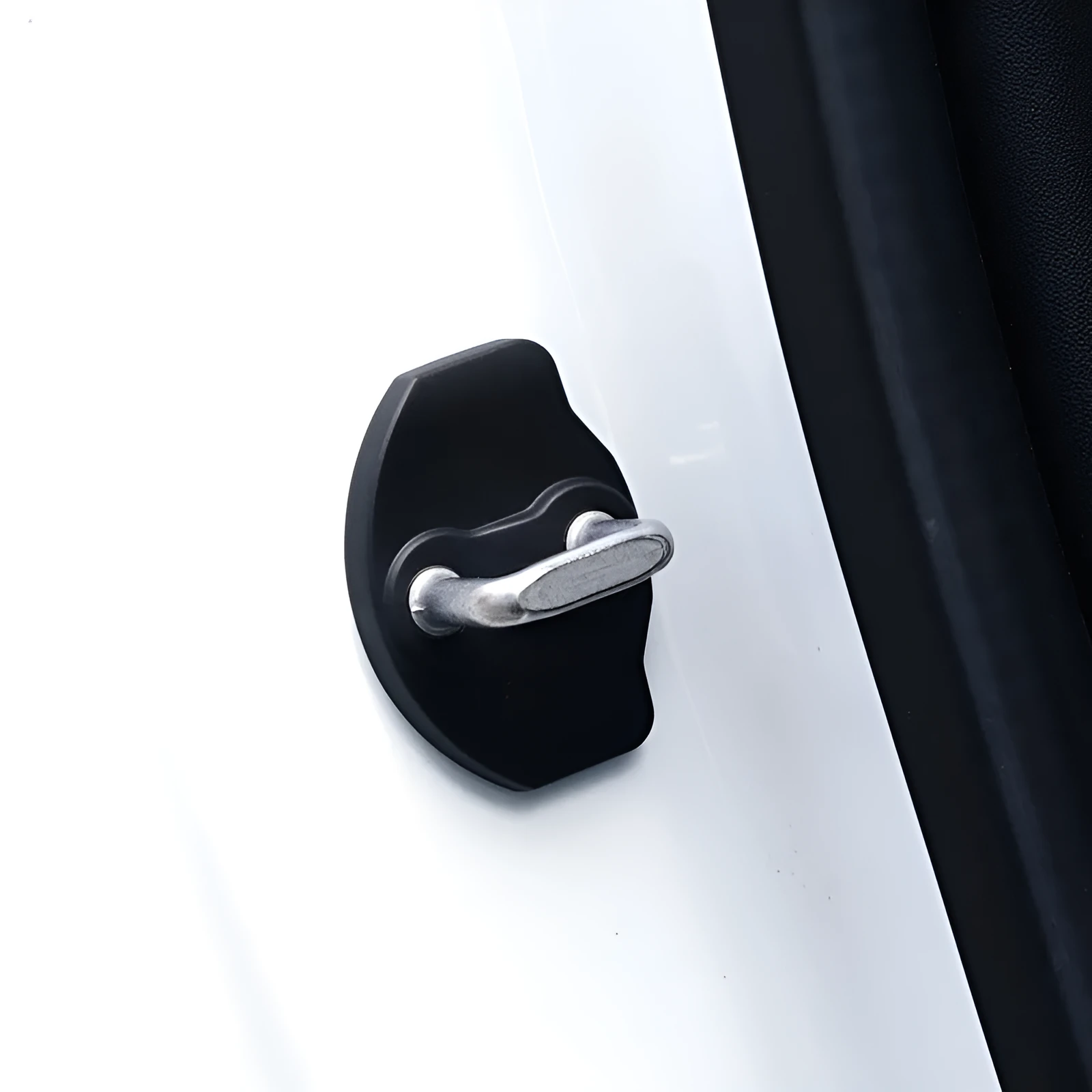 Black ABS door lock protection cover set with two latch shells and four limiter shells