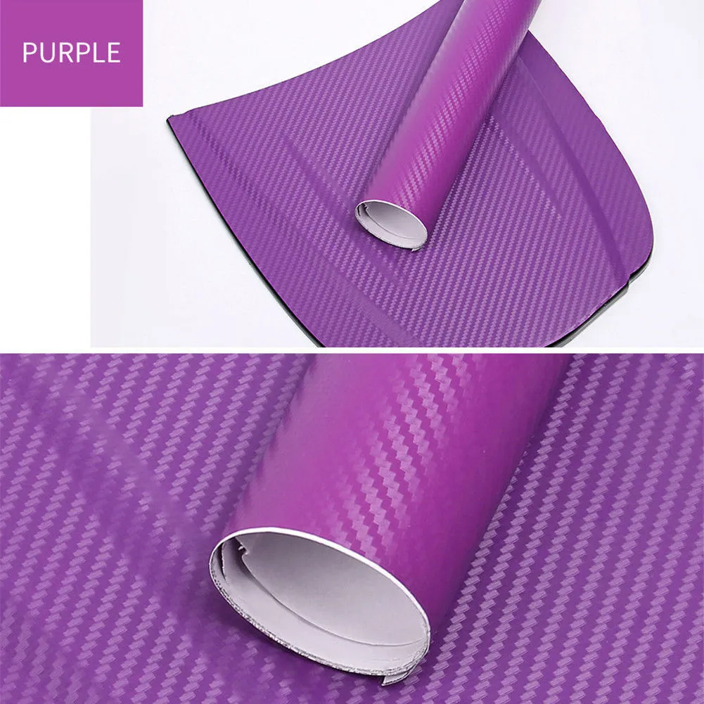 Roll of black carbon fibre textured vinyl sticker for car decoration, showing 3D pattern.