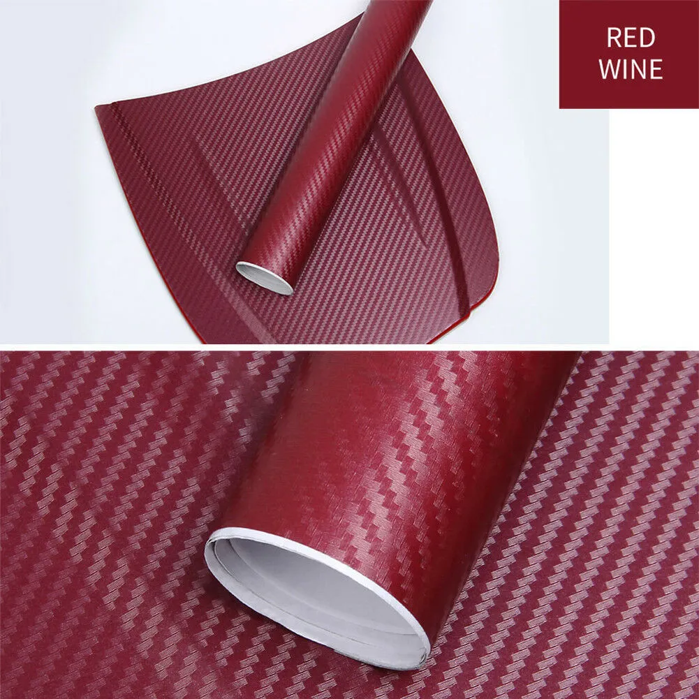 Roll of black carbon fibre textured vinyl sticker for car decoration, showing 3D pattern.