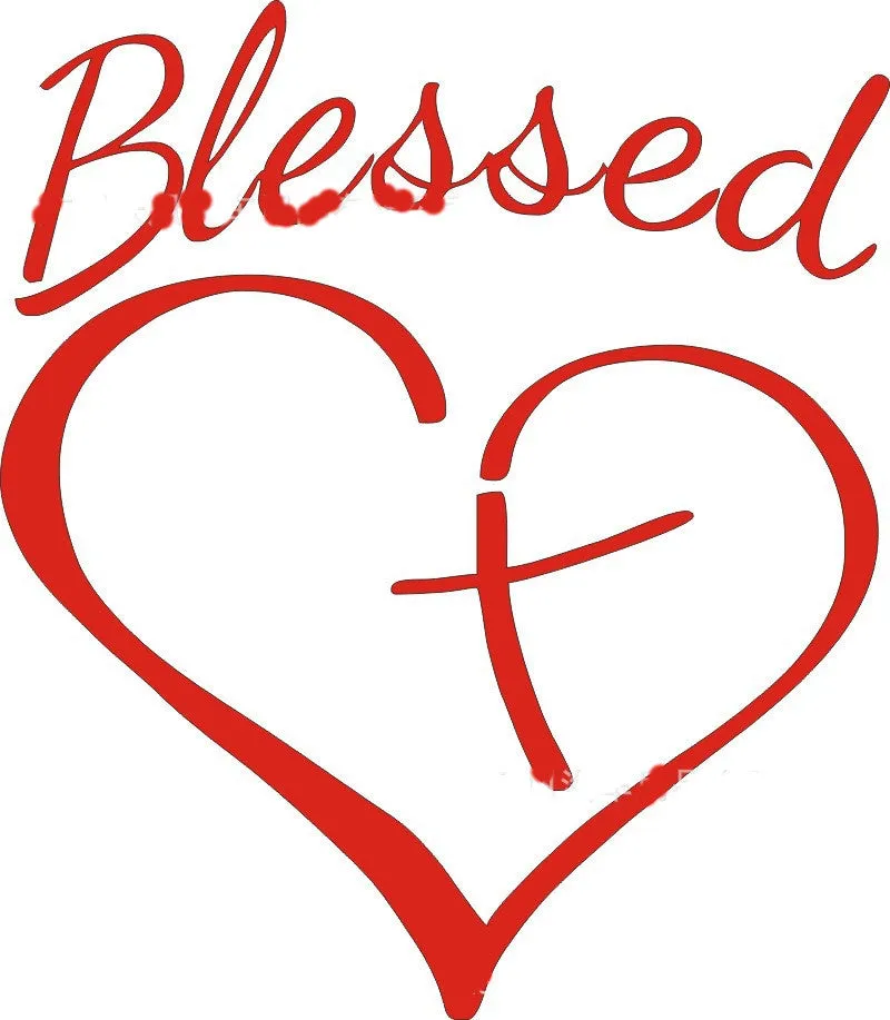 Faith Hope Love text with heart design vinyl sticker in black, white, or red colours.